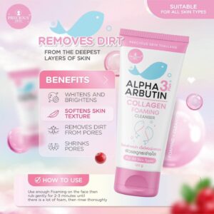 Gel Nettoyant Precious Skin – Alpha Arbutin & Collagen 3Plus – Mousse Nettoyante Visage 120g